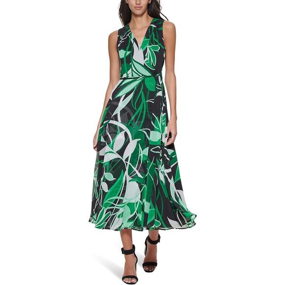 Calvin Klein Dresses & Skirts - Calvin Klein Floral High Neck Sleeveless Maxi Dress Size 2 Green Multi